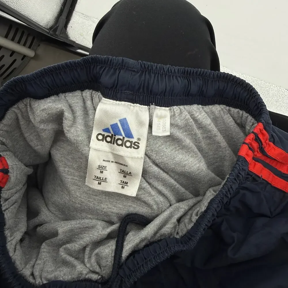 VTG y2k Men's Blue Red Adidas Lined Wide Leg Baggy Windbreaker Track Pants Sz M